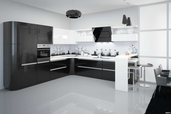 Дизайн черно белой кухни