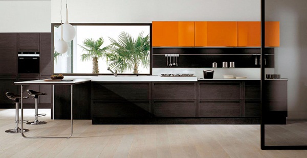 кухня оранжевая с венге
