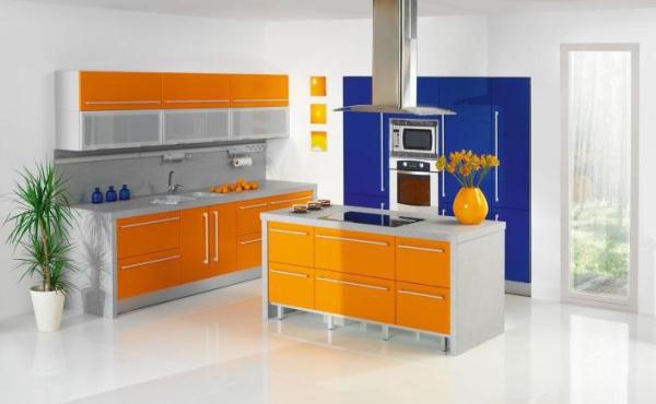 сине оранжевая кухня