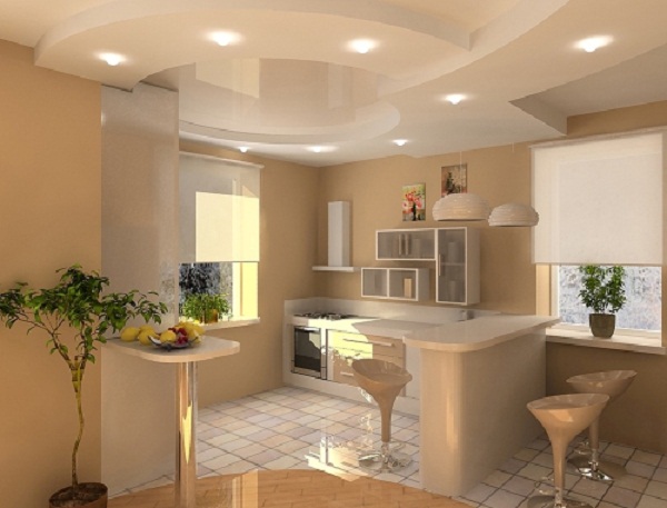 дизайн кухонных потолков
