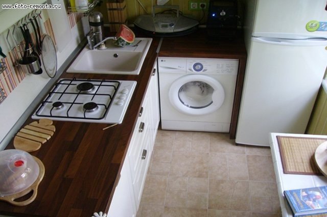 Планировка кухни со стиральной машиной и холодильником