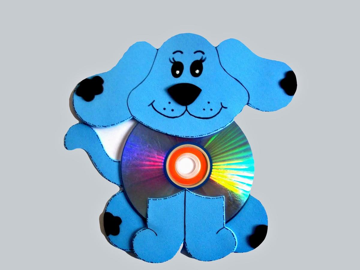 Собака аппликация с диском