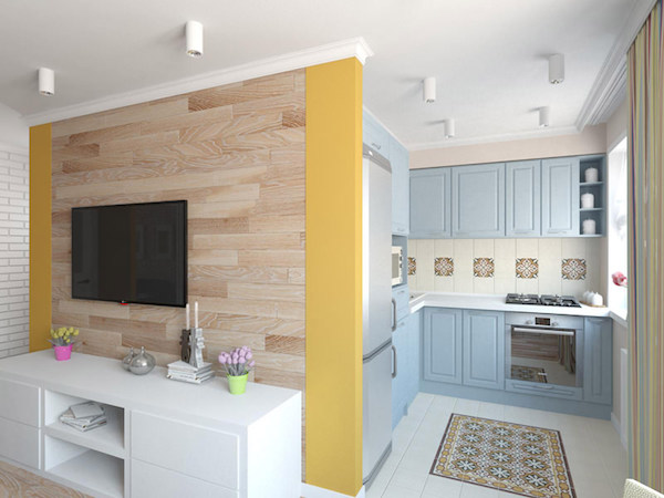 Дизайн маленькой кухни 6 метров с холодильником и газовой плитой и стиральной машиной